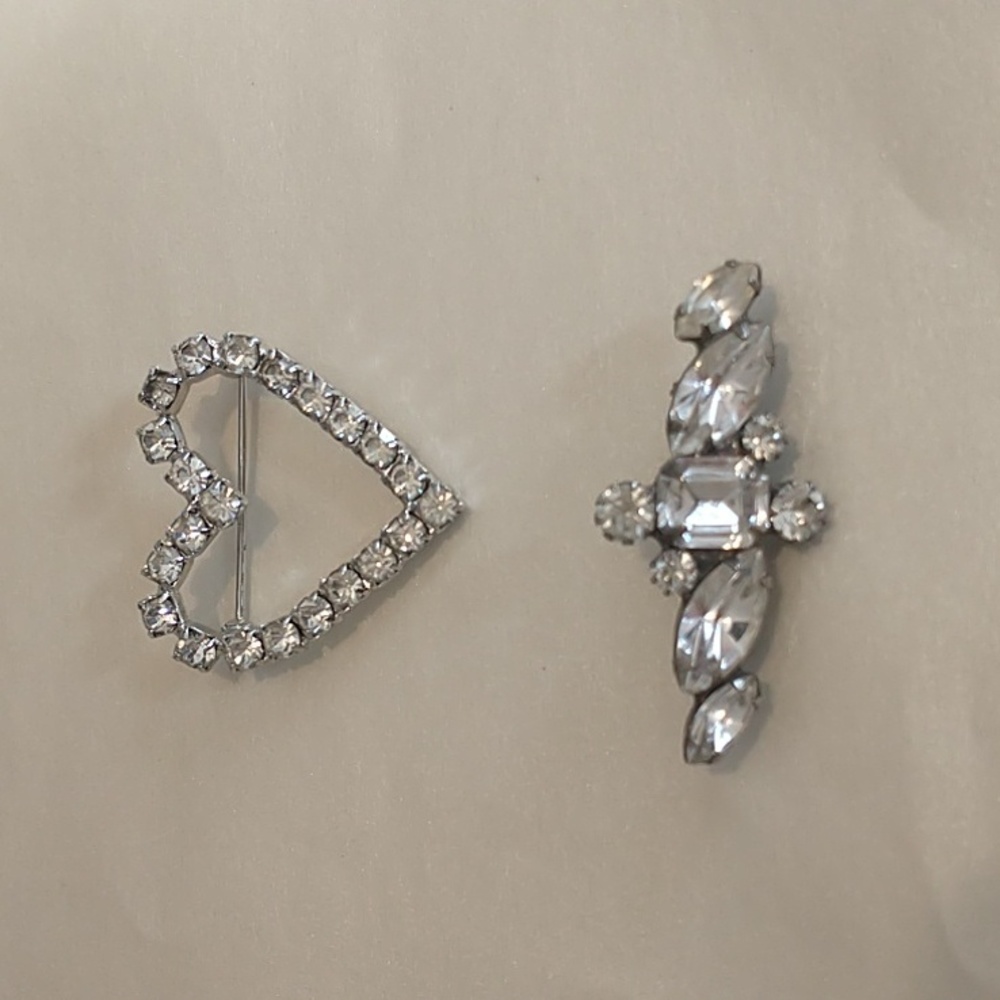2 Silver Rhinestone Pins!